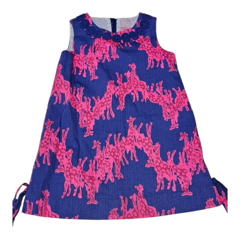 Lilly Pulitzer Kids Size 4 Windsor Giraffe Print Dress Sleeveless Shift Girls